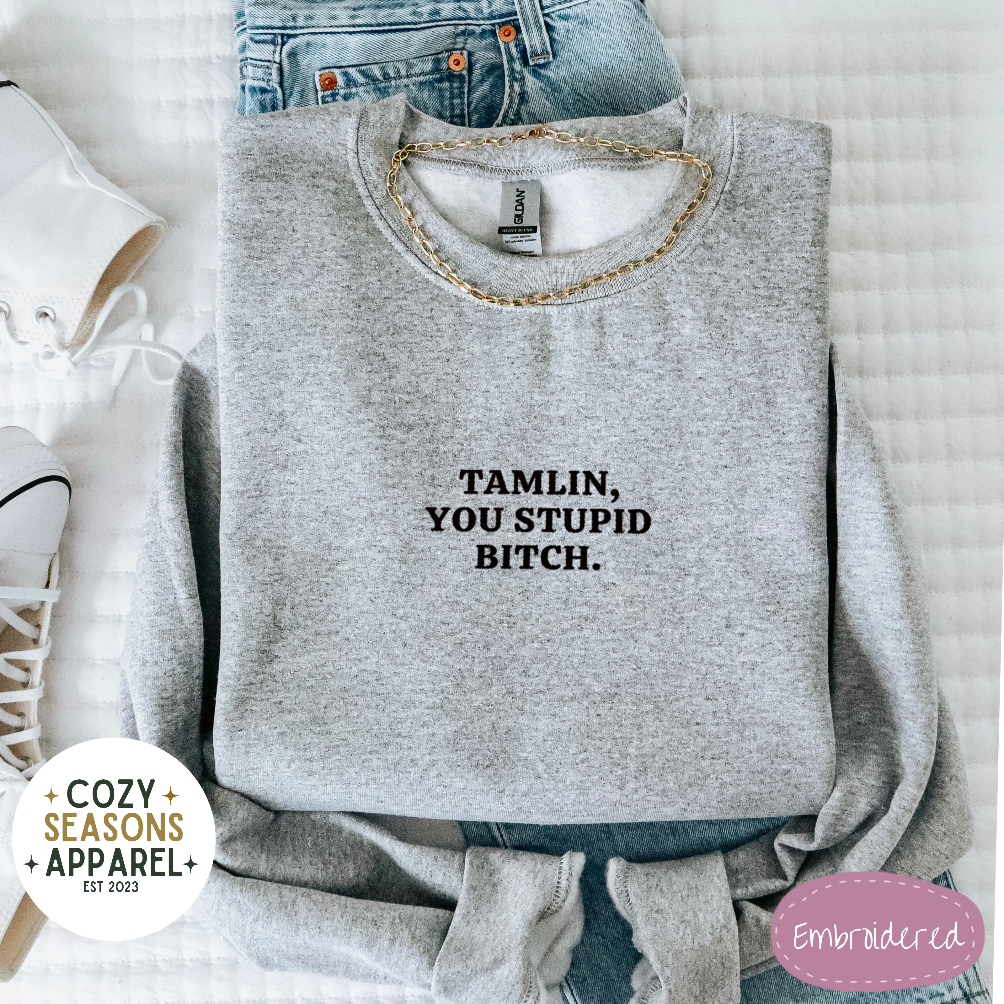 Embroidered ACOTAR Sweatshirt, Tamlin Funny Book Sweatshirt