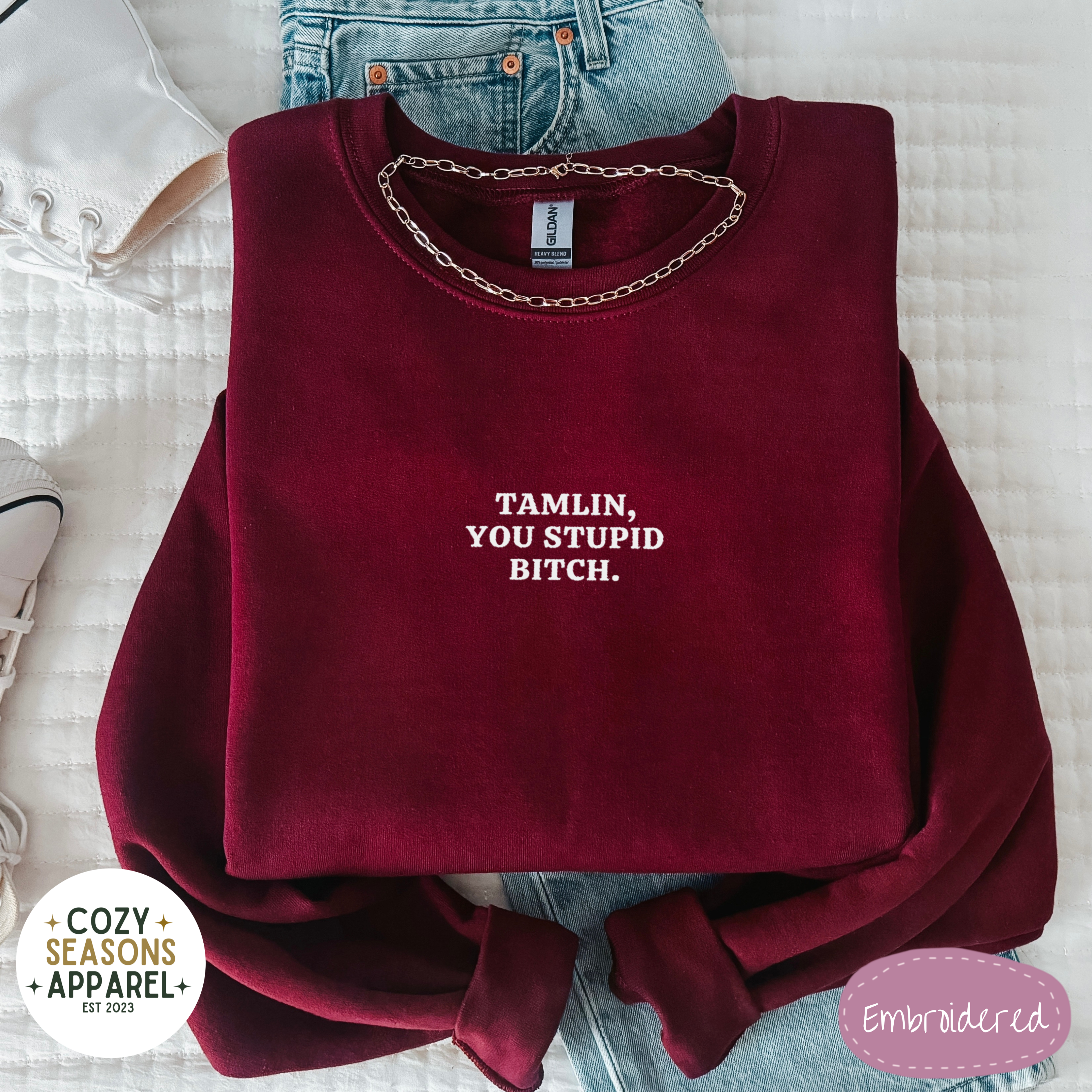 Embroidered ACOTAR Sweatshirt, Tamlin Funny Book Sweatshirt