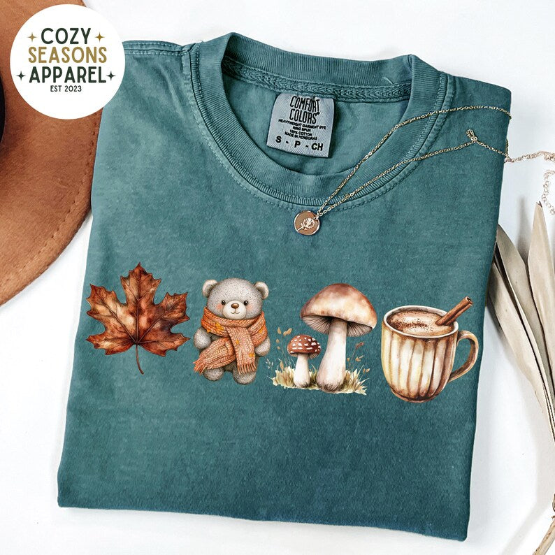 Comfort Colors - Fall T-shirt- Leaf, Teddy, Mushroom, Coffee