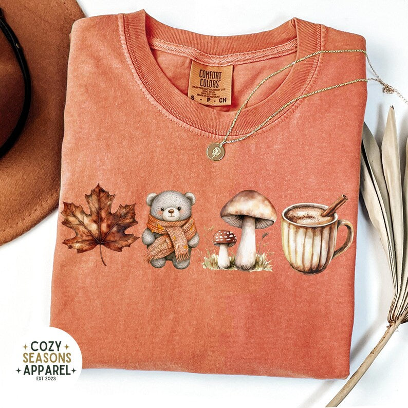 Comfort Colors - Fall T-shirt- Leaf, Teddy, Mushroom, Coffee