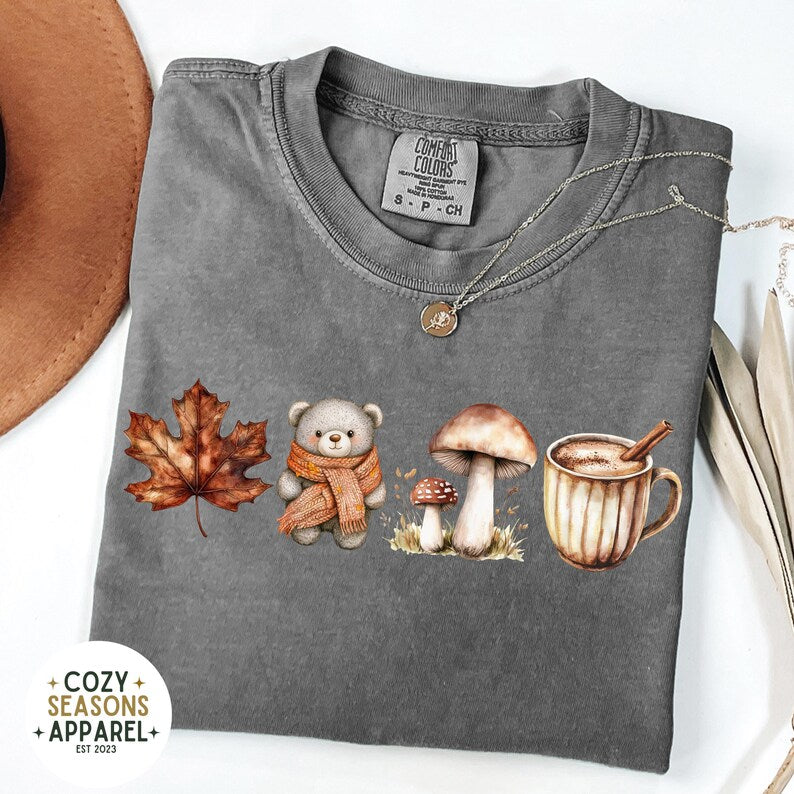 Comfort Colors - Fall T-shirt- Leaf, Teddy, Mushroom, Coffee