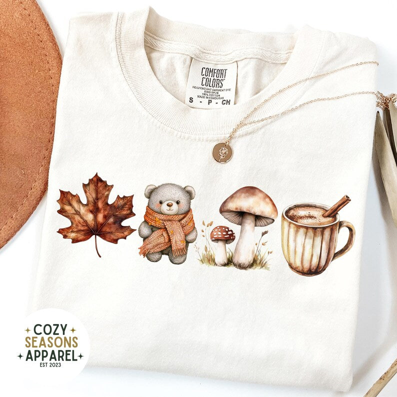 Comfort Colors - Fall T-shirt- Leaf, Teddy, Mushroom, Coffee