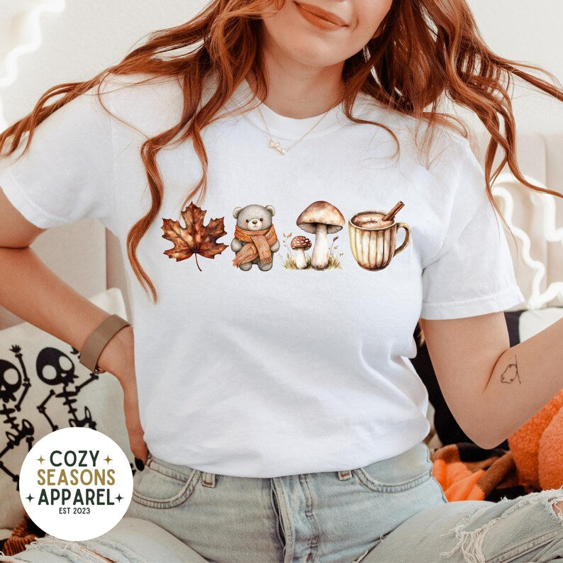 Comfort Colors - Fall T-shirt- Leaf, Teddy, Mushroom, Coffee